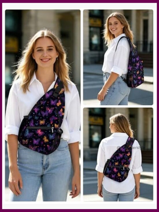 Women\'s Butterfly Sling Bag Crossbody Lightweight Chest Backpack main image 5